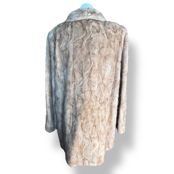 Vintage 60s A Herman Furs Brown Mink Fur Coat Mid Length Lined Classic Luxury - Picture 7 of 16